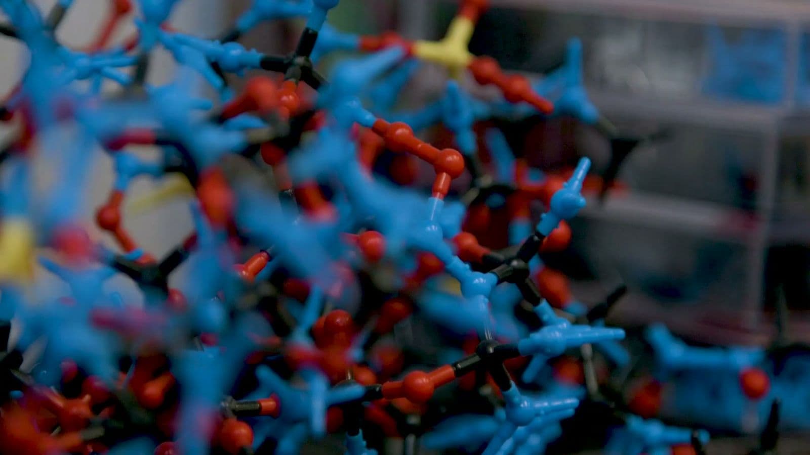 Close-up of colorful ball-and-stick molecular models
