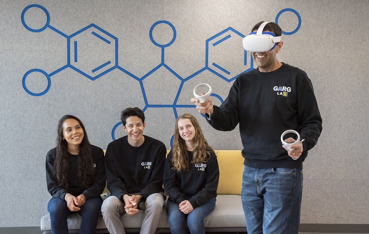 The VRChem team with a VR headset in the lab